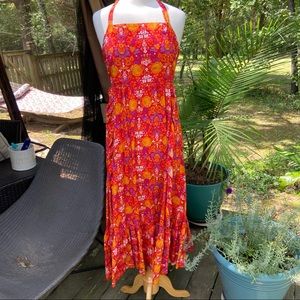 floral backless midi dress